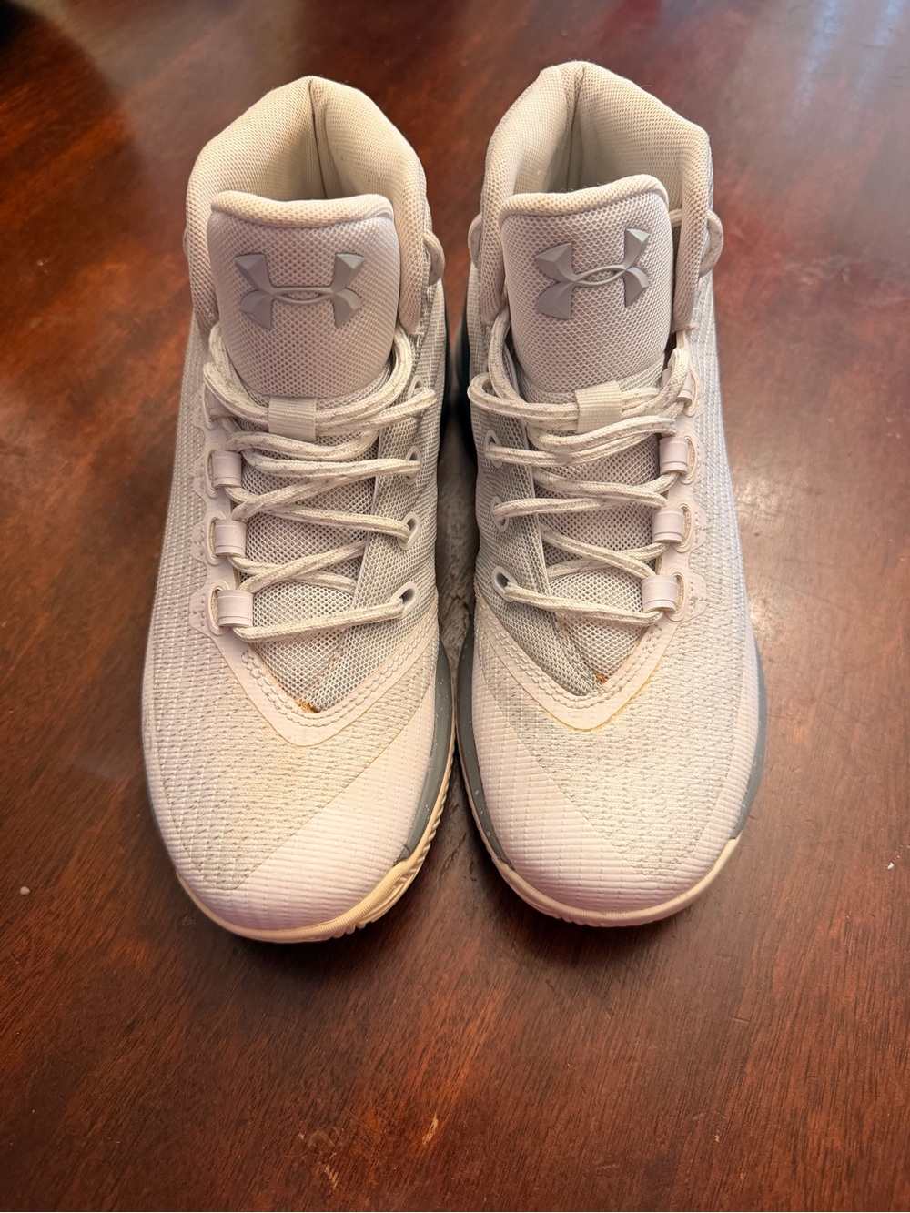 Under Armour White and Gray High-Top Athletic Sneakers Stephen Curry